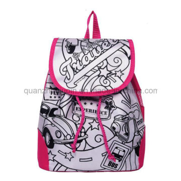 DIY Satin Student Graffiti Doodle Backpack for Promotion